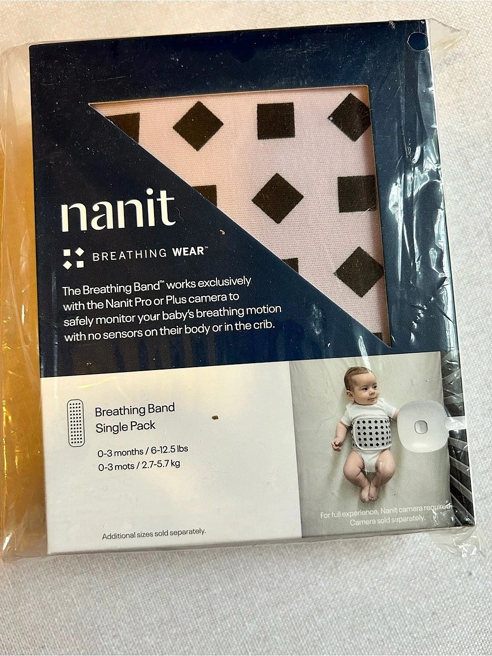 nanit Breathing Band Black & White Baby 0-3 Months NWT